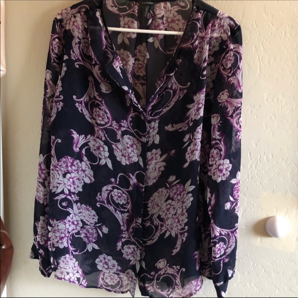 Daisy Fuentes Navy and Purple Blouse